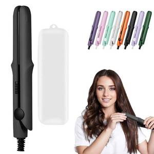 lot 9141 image: Omaky 2-in-1 Mini Curling Wand Flat Iron Hair Straightener, Long-Lasting Portable Travel Curling Wand for Women Girls Short Hair, All Hair Types (1 inch x 1 inch, Black)