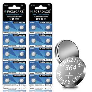 lot 9142 image: FOZAOAXE AG1 SR621SW Watch Battery 20 Pack, 364 Watch Batteries, Long-Lasting & Leak-Proof LR621 164 SR60 Silver Oxide Button Coin Cell Battery