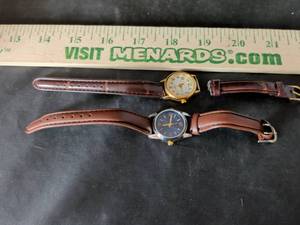 lot 44 image: Lot of 2 Quartz Analog Wristwatches with Brown Leather Straps