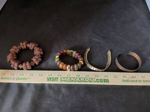 lot 57 image: Mixed Bracelet Lot - Beaded, Chain, and Copper Cuff Bracelets