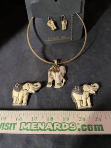 lot 102 image: Fitz & Co. Elephant Jewelry Collection - Necklace, Earrings & Brooches