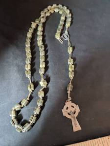 lot 120 image: Irish Connemara Marble Rosary with Celtic Crucifix