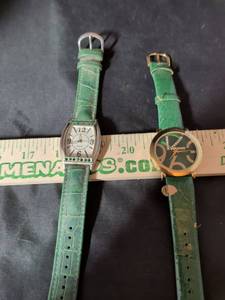 lot 122 image: Lot of 2 Womens Fashion Watches with Green Leather Bands