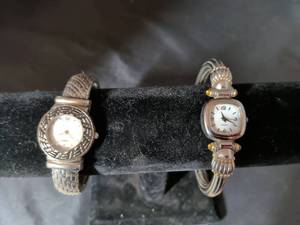 lot 126 image: Womens Silver-Tone Quartz Cuff Bracelet Watches Set of 2