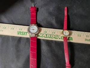 lot 128 image: Womens Red Strap Quartz Watches Set of Two