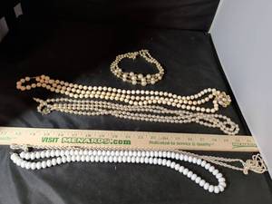lot 159 image: Collection of Faux Pearl and Beaded Necklaces with Bracelet