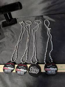 lot 204 image: Coors Light Frostbite Halloween Promotional Medallion Necklaces Set of 4