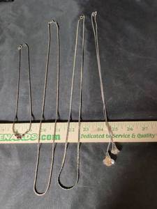 lot 220 image: Set of 4 Silver-Tone Necklaces with Pendants