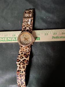 lot 230 image: Strada Cheetah Dial Rose Gold-Tone Watch with Leopard Print Strap