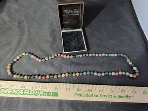 lot 245 image: Multi-Color Indian Agate Round Bead Necklace with Gift Box
