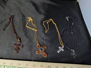 lot 246 image: Set of 4 Cross and Ankh Pendant Necklaces