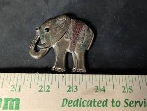 lot 248 image: Silver-Tone Elephant Brooch Pin with Enamel Detail