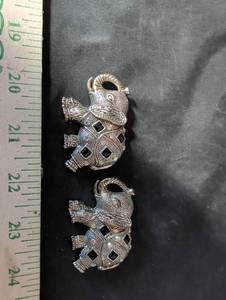 lot 253 image: Silver-Tone Elephant Brooch Pin Set with Black and Aurora Borealis Rhinestones