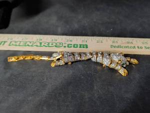 lot 279 image: Gold-Tone Crystal Panther Bracelet with Green Eyes