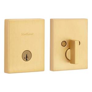 lot 15957 image: San Clemente Satin Brass Rectangle Low Porfile Single Cylinder Deadbolt with Smartkey Security