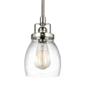 lot 15970 image: Sea Gull Lighting 6114501-962 Belton Clear Seeded Mini Pendant in Brushed Nickel