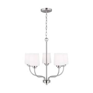 lot 15989 image: Generation Lighting 3102805 Windom 5 Light 20 Inch Wide Chandelier, Nickel