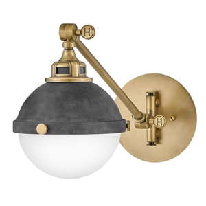 lot 15991 image: Hinkley Lighting Fletcher 1 Light Wall Mount Fixture, Aged Zinc