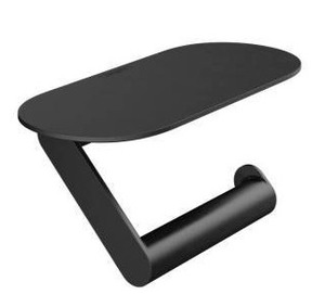 lot 15992 image: Hansgrohe WallStoris Toilet Paper Holder with Shelf, Black