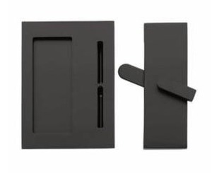 lot 15996 image: Emtek 222202US19 Modern Rectangular Barn Door Privacy Lock and Flush Pull with Integrated Strike Flat Black