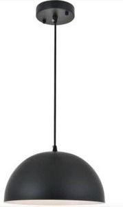 lot 16022 image: Forte 1 Light 11.8 inch Black Pendant Ceiling Light