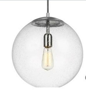 lot 16035 image: Luminaire Round Hanging Light With Seedy Glass