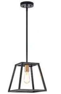 lot 16077 image: Flynama 1-Light Black Industrial Metal Geometric Pendant Light