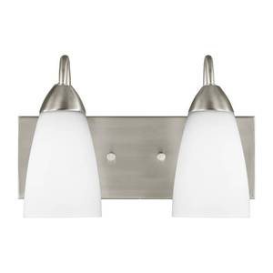 lot 16078 image: 4 Pack Sea Gull Seville 2-Light Bathroom Vanity Light in Brushed Nickel