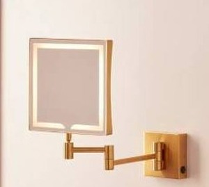 Norabel Magnifying Double-Sided Wall-Mount Lighted Makeup Mirror - Brushed Gold