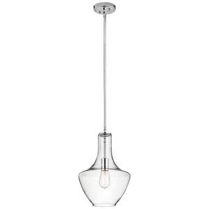 lot 16094 image: 42141CHCLR Kichler Lighting Everly - 1-Light Medium Pendant with Transitional Style 15.25 Inches Tall