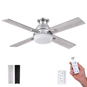 Prominence Home 51678-45 Kyrra 52 in. Contemporary Indoor Semi Flush Mount LED Ceiling Fan with Light - Brushed Nickel