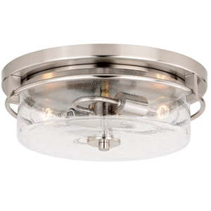 lot 16106 image: Addison 15-in W Satin Nickel Flush Mount Ceiling Light Fixture Clear Glass