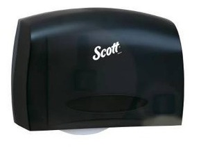 lot 16109 image: Scott Essential Jumbo Roll JRT Coreless Toilet Paper Dispenser 09602, Smoke, Black