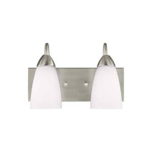 lot 16111 image: Sea Gull Seville 2-Light Bathroom Vanity Light in Brushed Nickel
