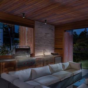 lot 16133 image: Caliber 7 in. IndoorOutdoor Black Integrated LED 3000K Semi-Flush Mount WAC Lighting