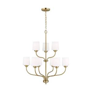 lot 16151 image: Generation Lighting 3102809 Windom 9 Light 28  Wide Chandelier - Brass
