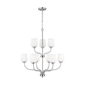 lot 16162 image: Generation Lighting 3102809 Windom 9 Light 28  Wide Chandelier - Nickel