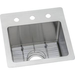 lot 16164 image: Elkay Ectsr15159tbg Crosstown 15 Inch Undermount Single Basin Stainless Steel Bar Sink
