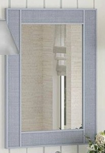 lot 16175 image: Solene 28.0 in. W x 38.0 in. H Retangular Framed Wall Bathroom Vanity Mirror in Serenity Blue