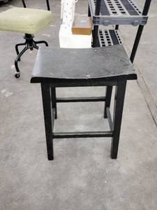 lot 60791 image: black wooden saddle-seat stool