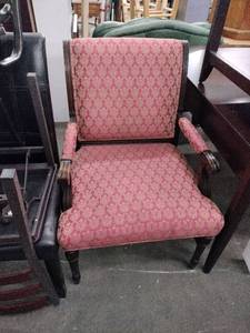 lot 60826 image: antique-style arm chair high back upholstered