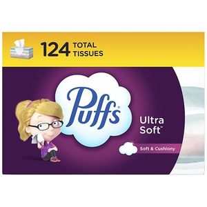 lot 60863 image: Puffs Ultra Soft Non-Lotion Facial Tissue, 17 Family Boxs, 124 TissuesBox