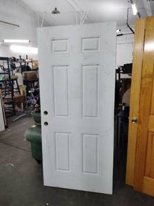 lot 60867 image: Masonite 6-panel primed white smooth fiberglass Door