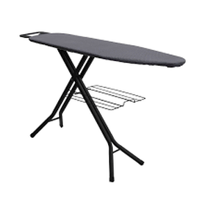 lot 60786 image: Household Essentials Deluxe Matte Black Ironing Board with Mesh Steel Top, 4 Durable Hex Legs, Heat-Resistant FiberTech Cover and (6 MM) Fiber Pad
