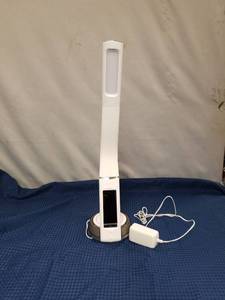 lot 2322 image: OttLite LED Desk Lamp with Clock and Wireless Charging Station B22FS