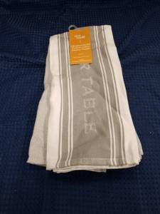 lot 2352 image: Our Table Signature Stripe Turkish Cotton Kitchen Towels Set of 2