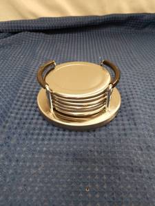 lot 2361 image: Stainless Steel Coaster Set with Holder