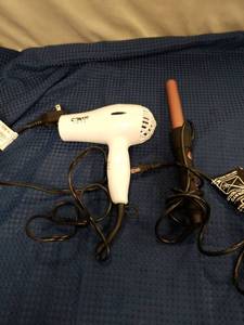 lot 2363 image: Conair 1875 Hair Dryer and Foxybae Curling Wand Set