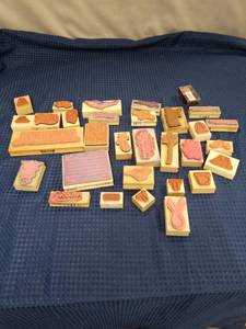 lot 2369 image: Large Lot of Wood Mounted Rubber Stamps