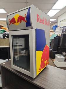 lot 2389 image: Red Bull Mini Cooler Display Refrigerator Tested Functional No Shelf